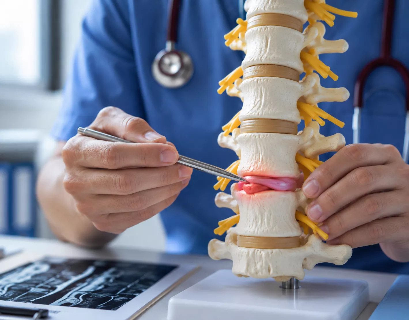 Pain control support for spinal disc surgery