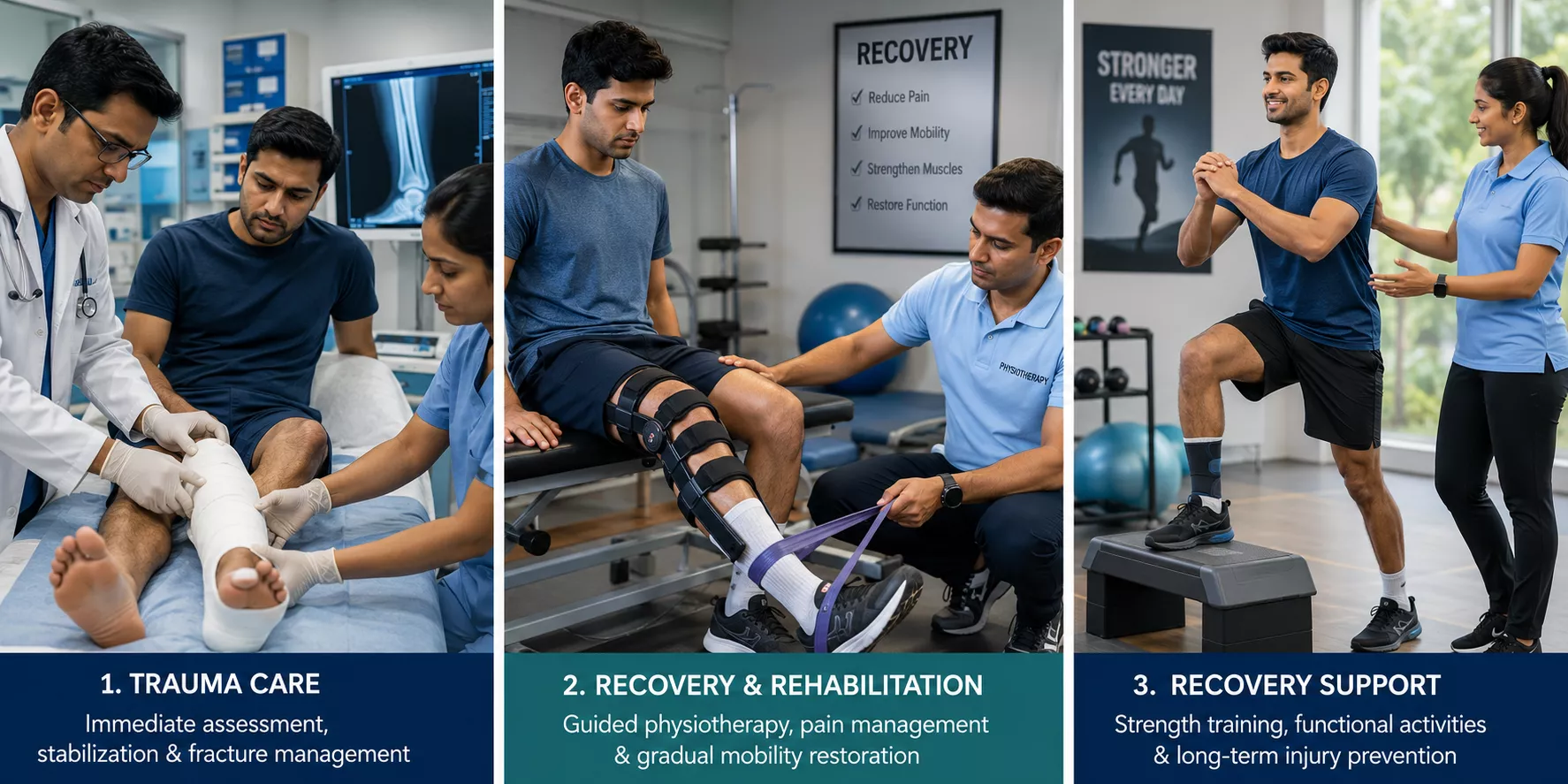 Trauma care and recovery support around fracture treatment